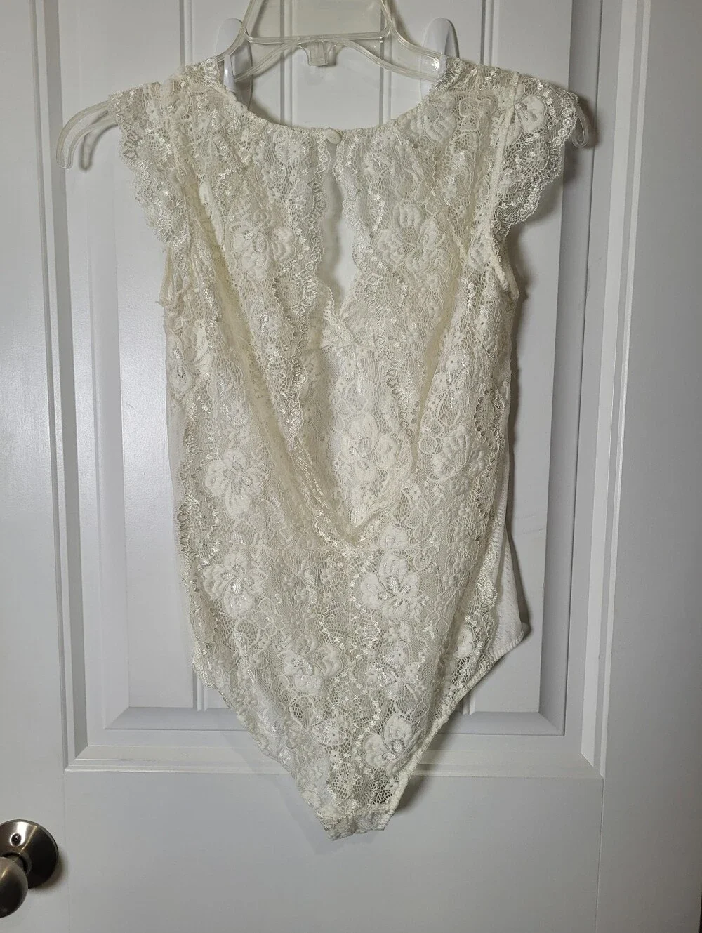 Flora Nikrooz Womem's Lace V-Neck Ivory Bodysuit - Women Tops